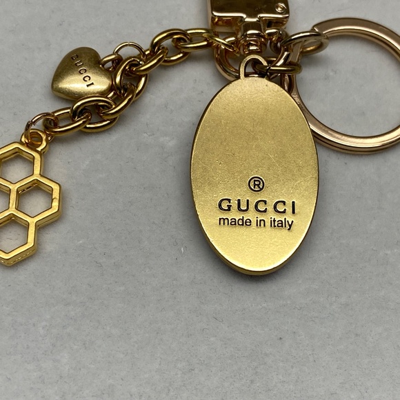 Upcycled GUCCI Pink Oval Bee Bag Charm Keychain - Picture 3 of 3
